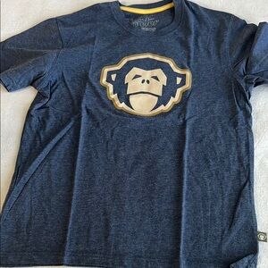 Howler Brothers Blue Short Sleeve Tee with Cartoon Monkey Design